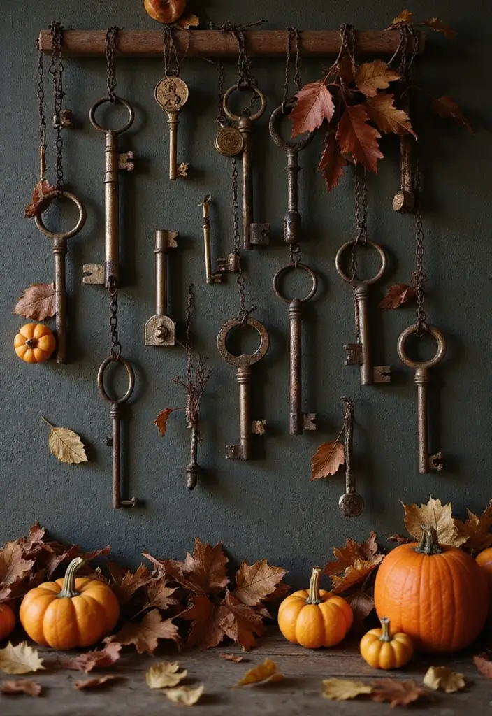 antique skeleton keys for halloween decoration