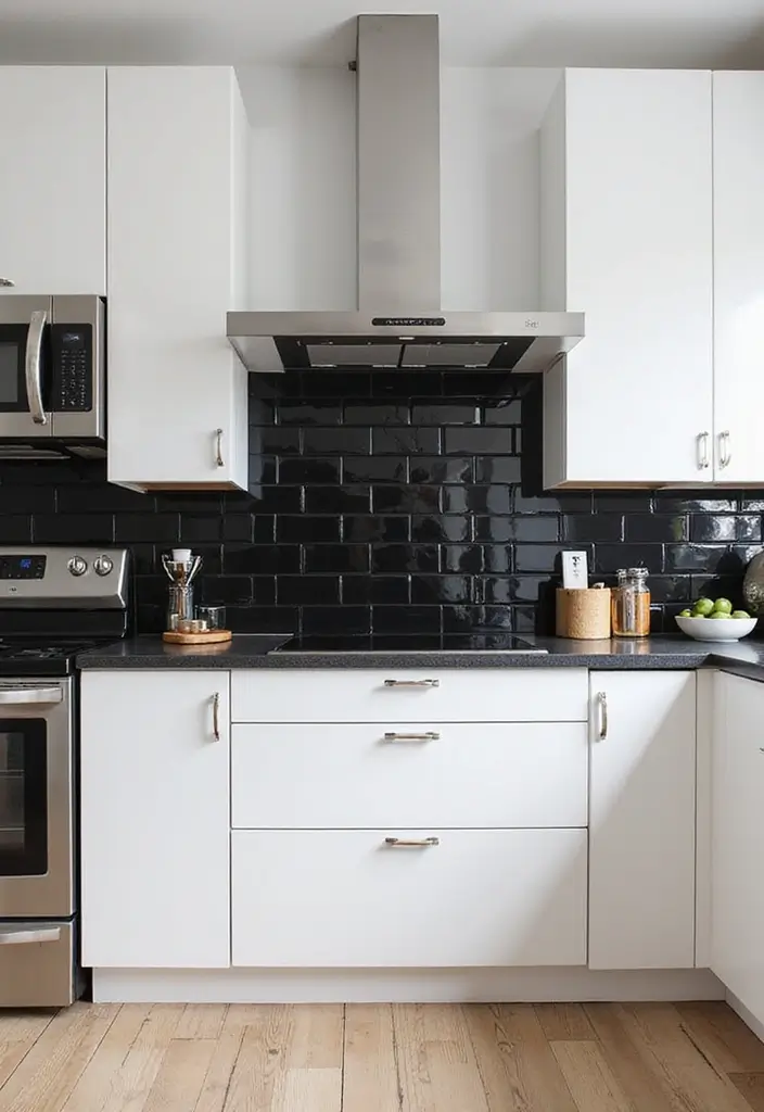 chic black bead board backsplash for modern elegance