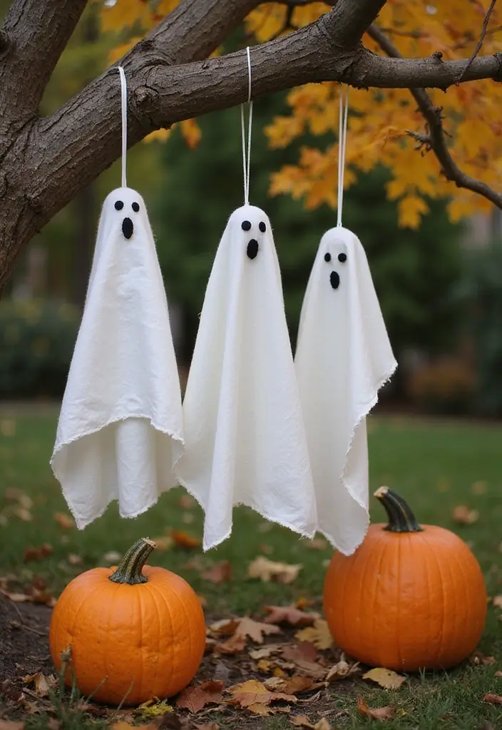 cloth halloween ghosts made from fabric