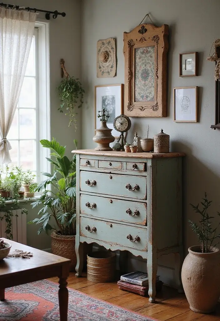 distressed vintage chair with new hardware