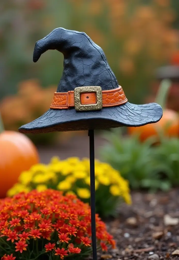 diy witch hat yard stakes halloween decoration