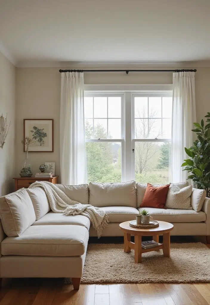 durable sofa with rounded ottoman