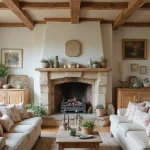 french country living room with cozy decor