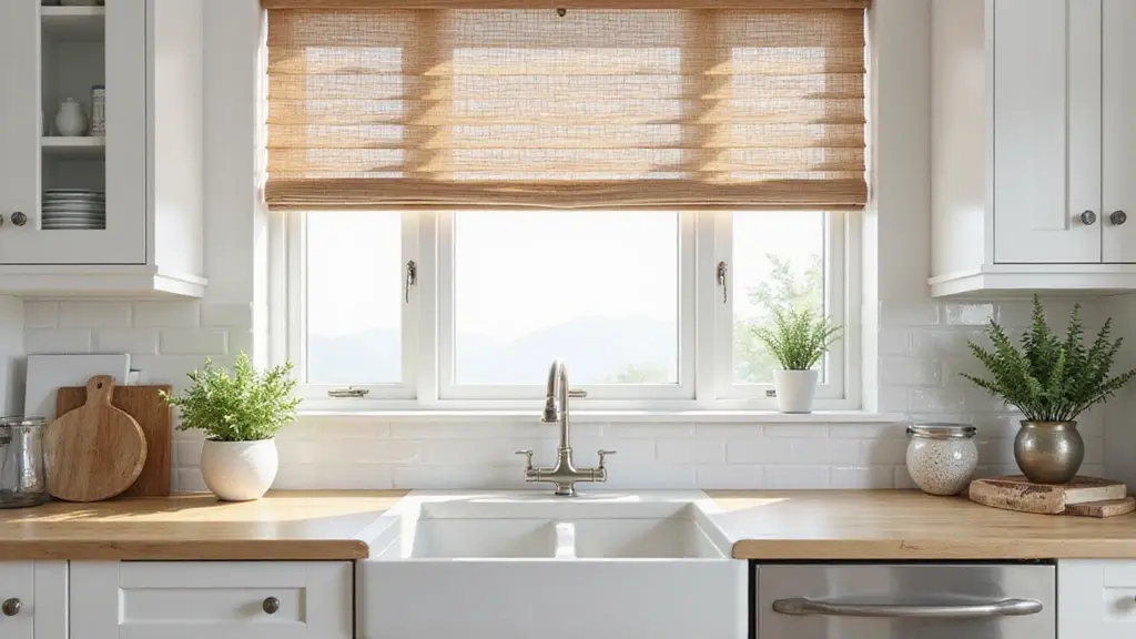 kitchen blinds above sink