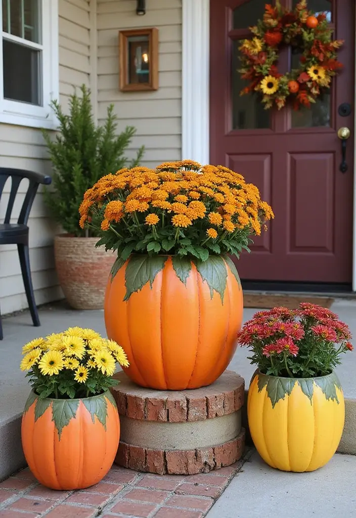 pumpkin planter pots for halloween decorations