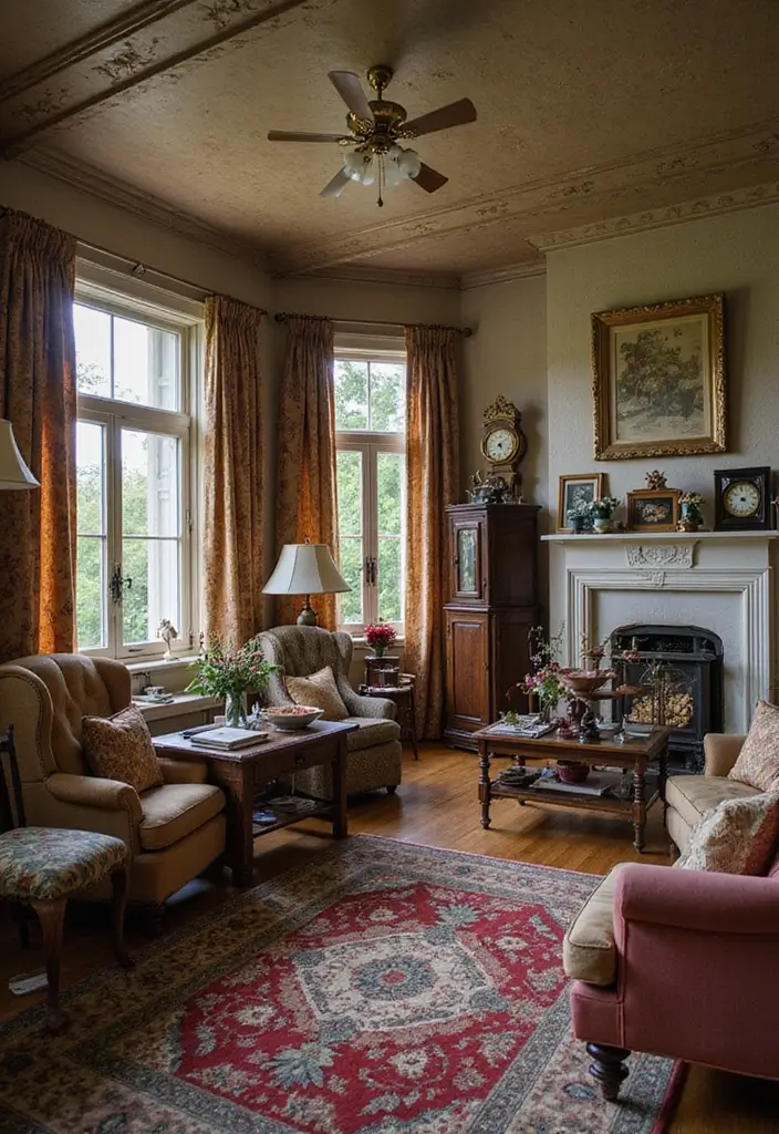 quilt and vintage bowls on display