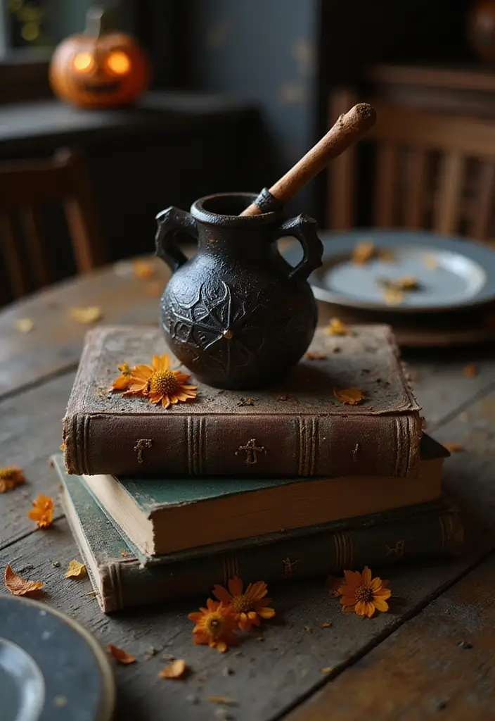 spellbook centerpiece decor