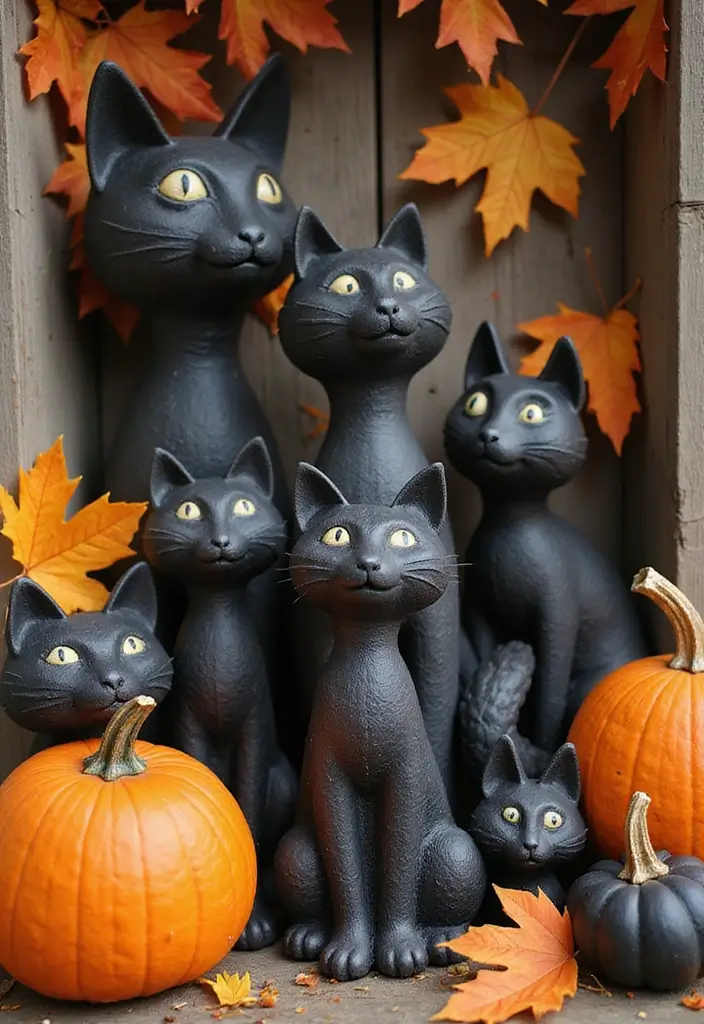 vintage black cat halloween decoration