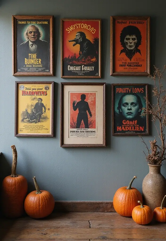 vintage horror movie poster for halloween decor