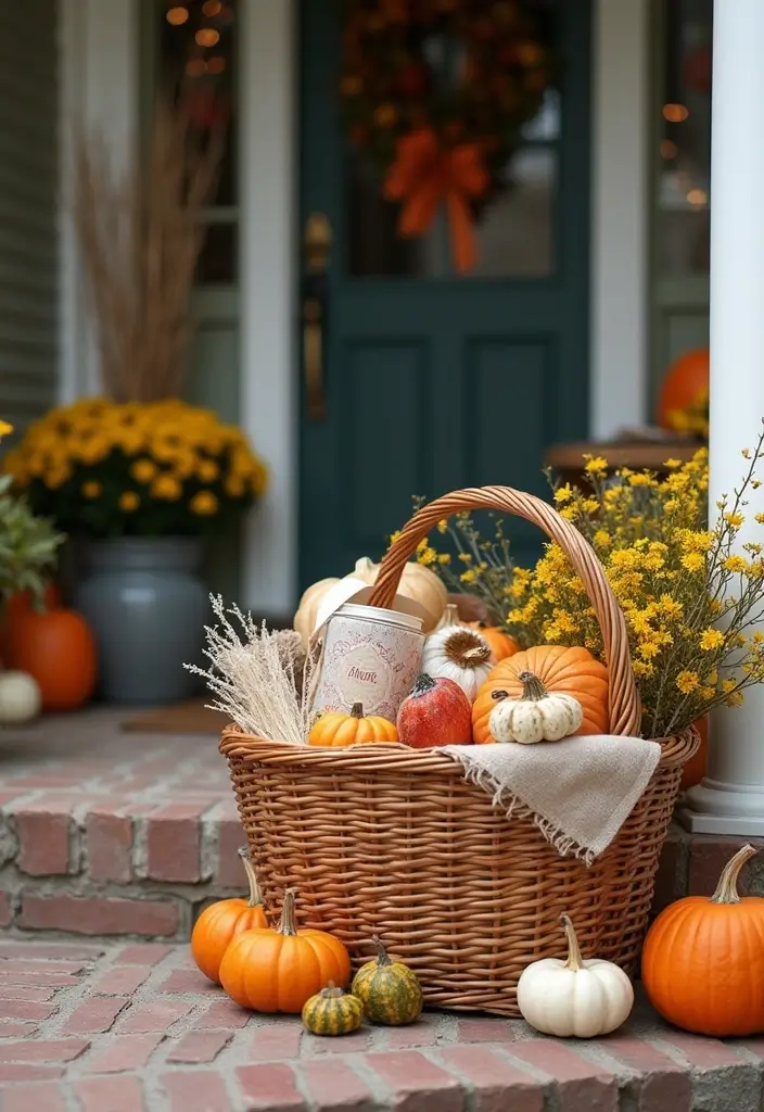 basket with blankets and ornaments