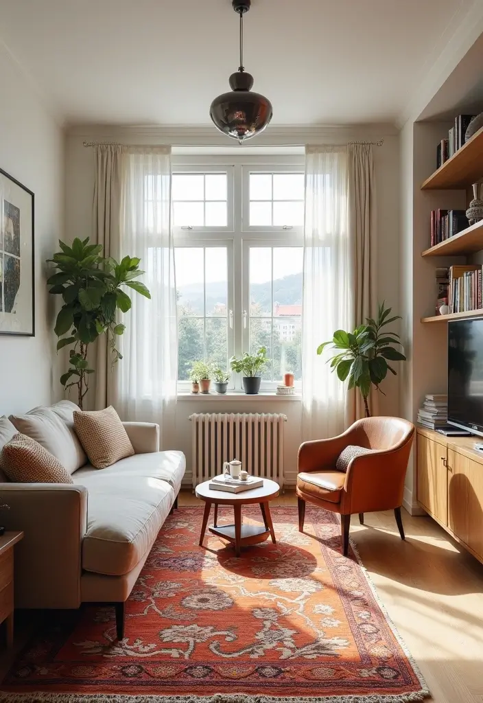 bold rug under dining table