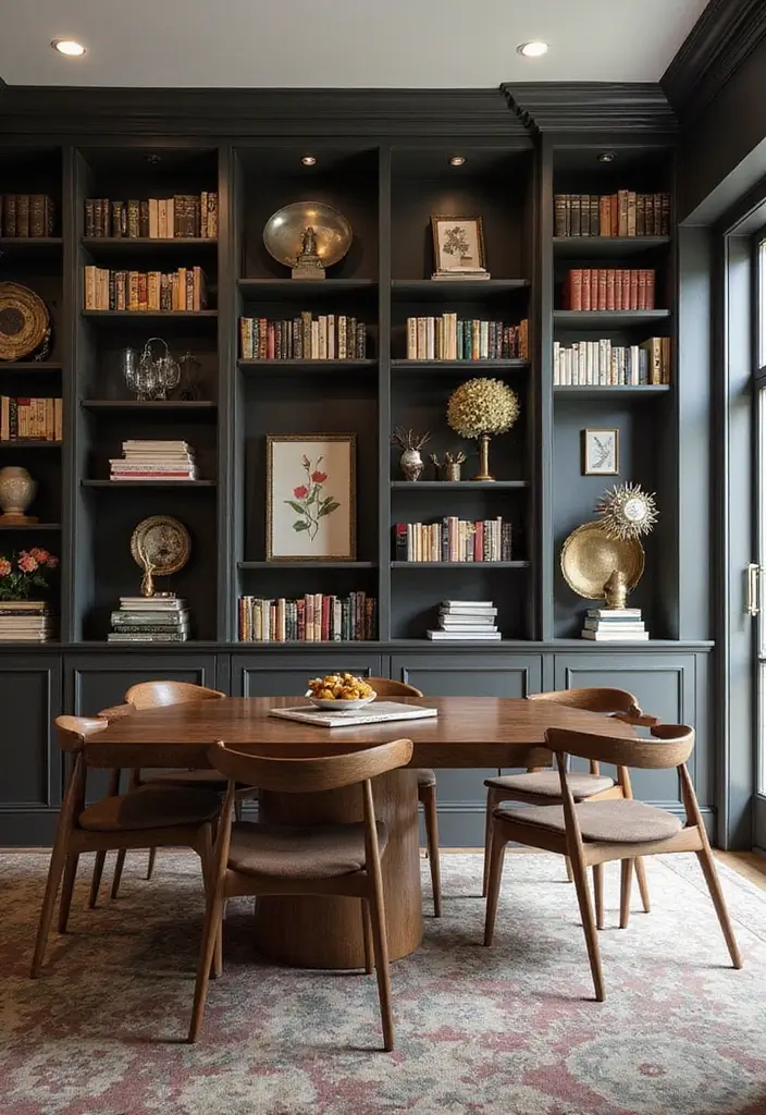 bookshelf with books and decor