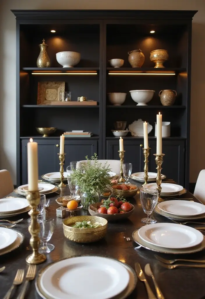 brass candle holder on table