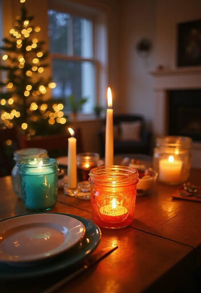 brightly colored candle holders