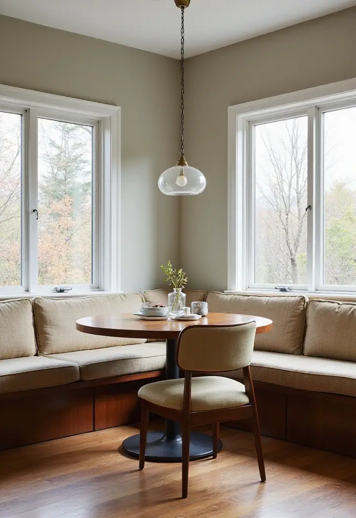 built-in bench with cushions