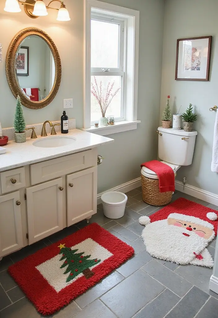 christmas bathroom mats