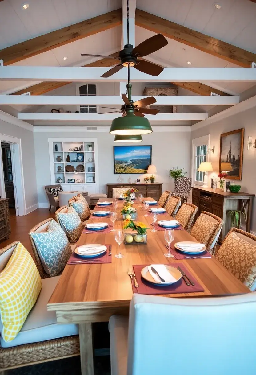 coastal dining room set for entertaining guests