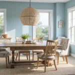 coastal dining room with ocean-inspired decor