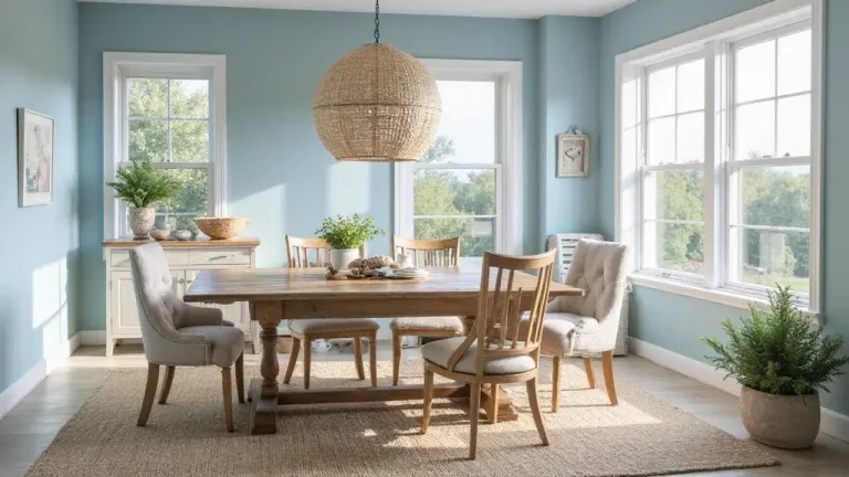 coastal dining room with ocean-inspired decor
