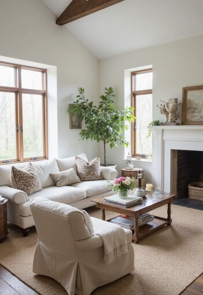 cozy living room with rustic french country style