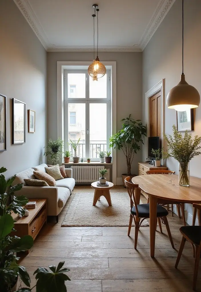 cozy small living and dining area