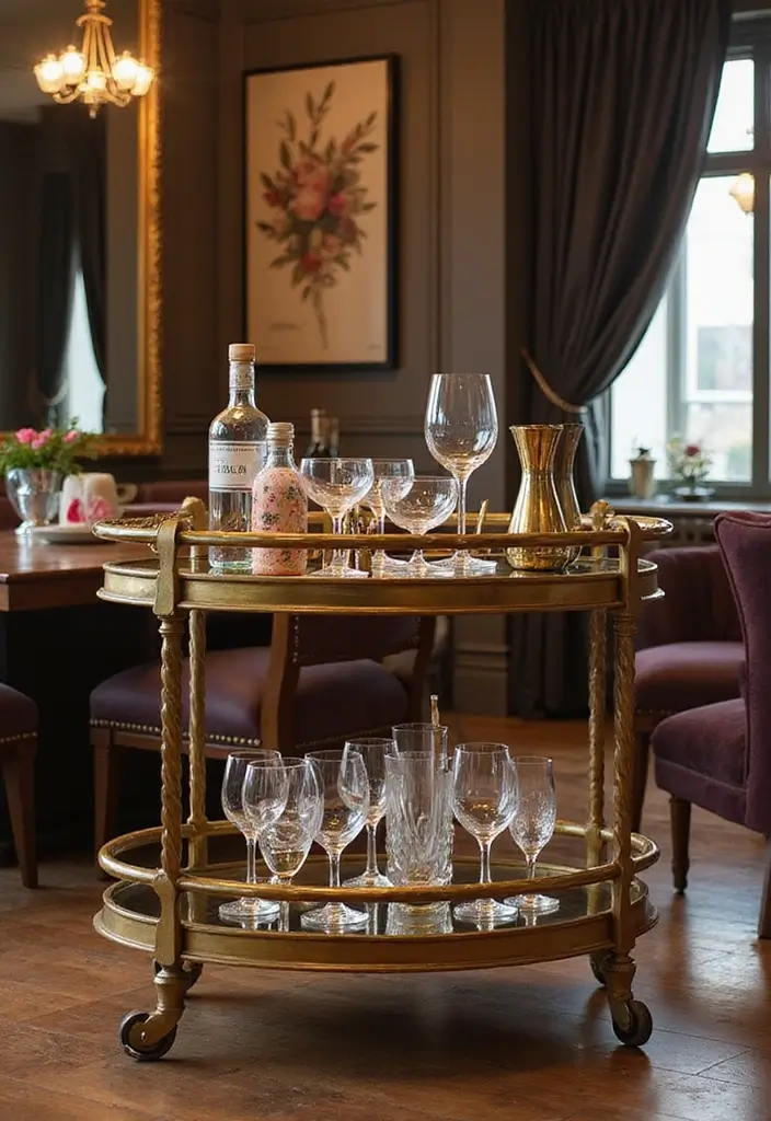 crystal glassware on serving tray