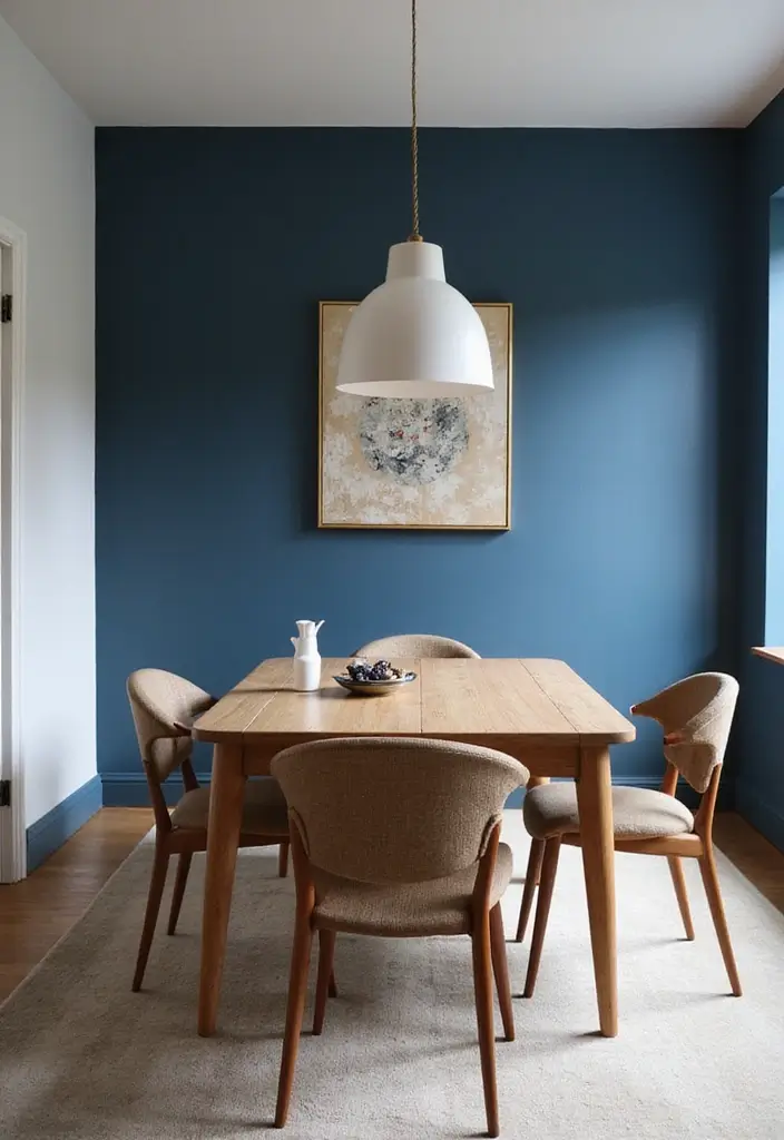 dining room with bold accent wall