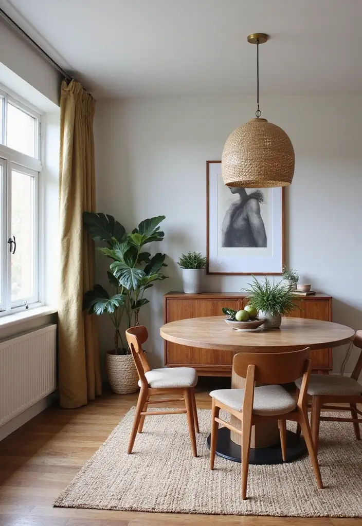dining room with mixed decor styles