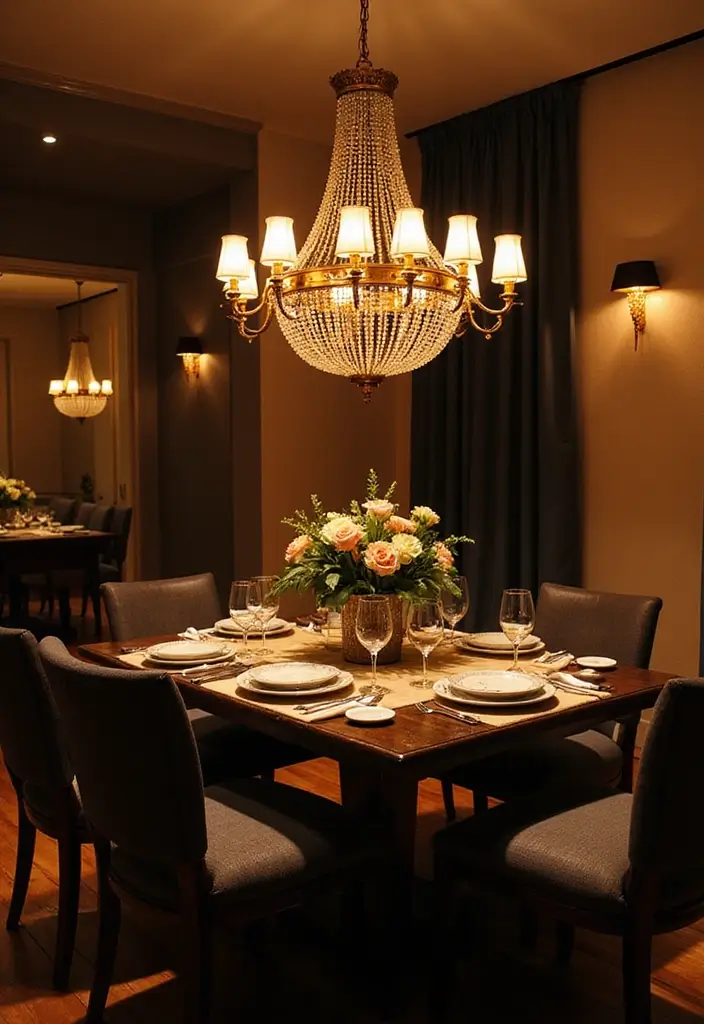 dining room with pendant lighting