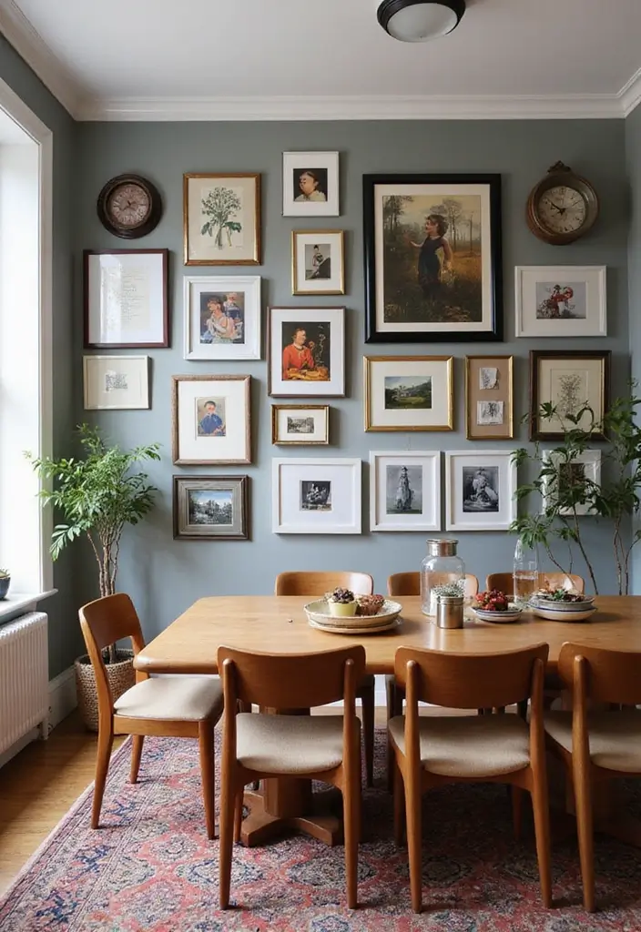 dining room with wall art