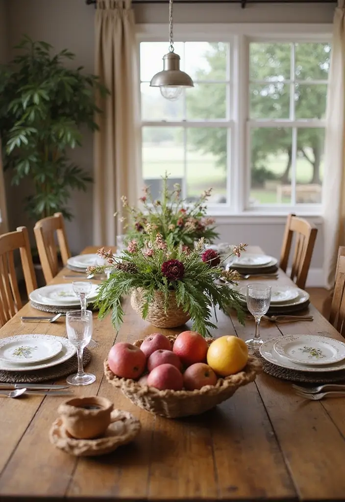 dining table with centerpiece