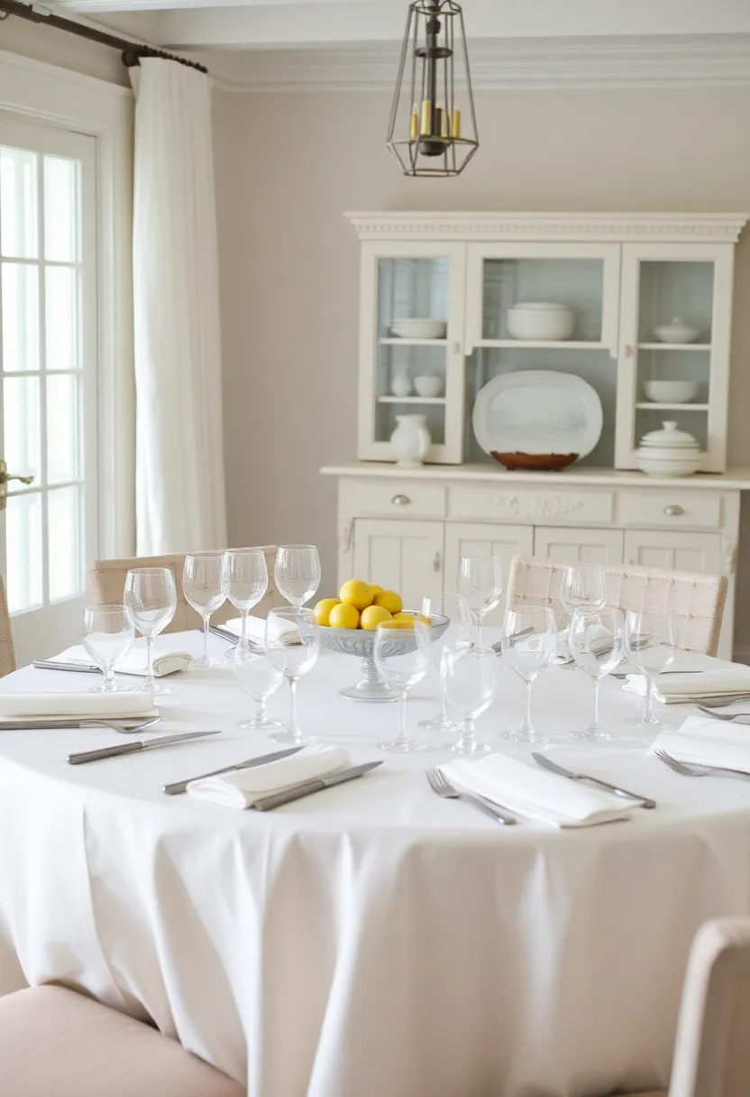 elegant coastal dining room with minimal decor