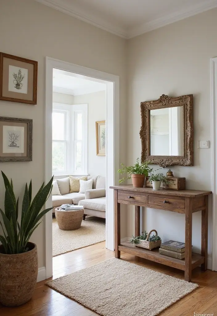 entryway with console table and mirror