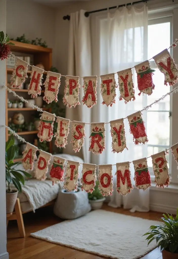 fabric banner with holiday messages