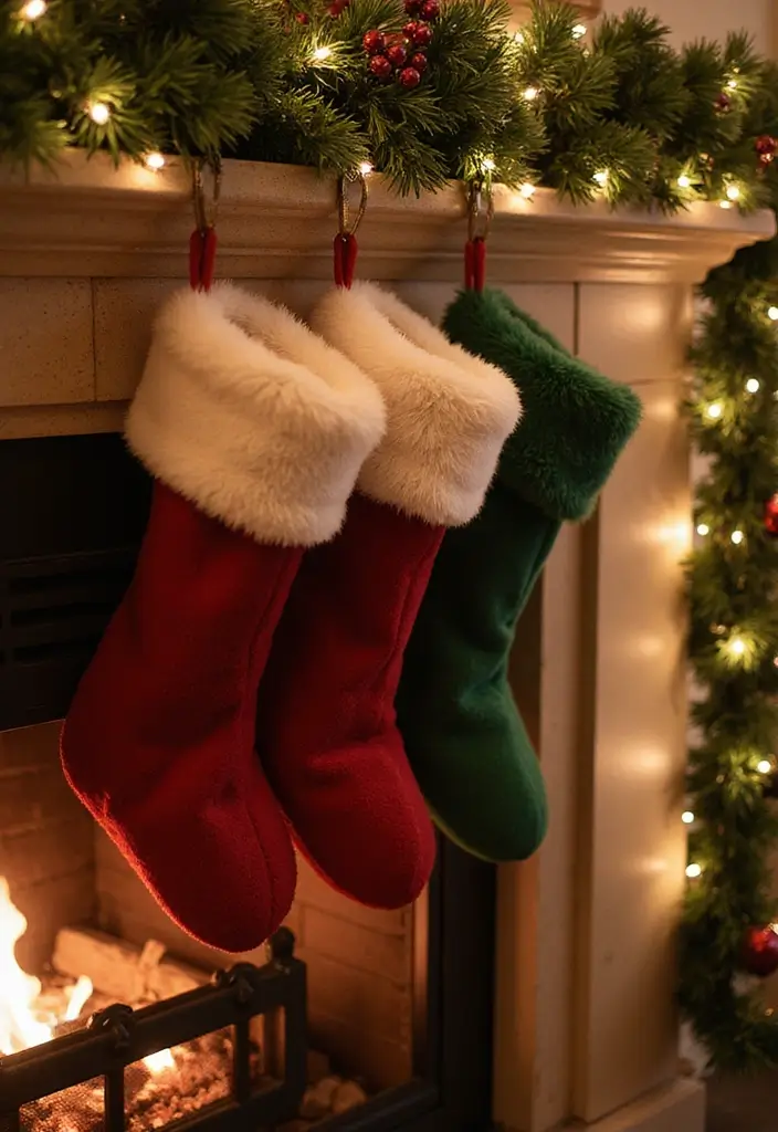 faux fur stockings with ribbons