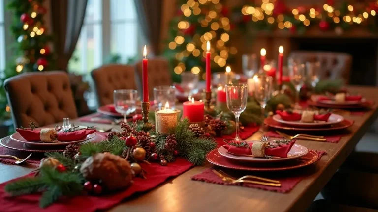 festive christmas dining table with decor