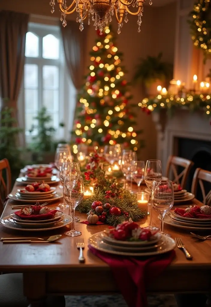 festive christmas table with mixed decor styles