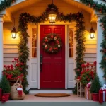 festive front porch with christmas decorations
