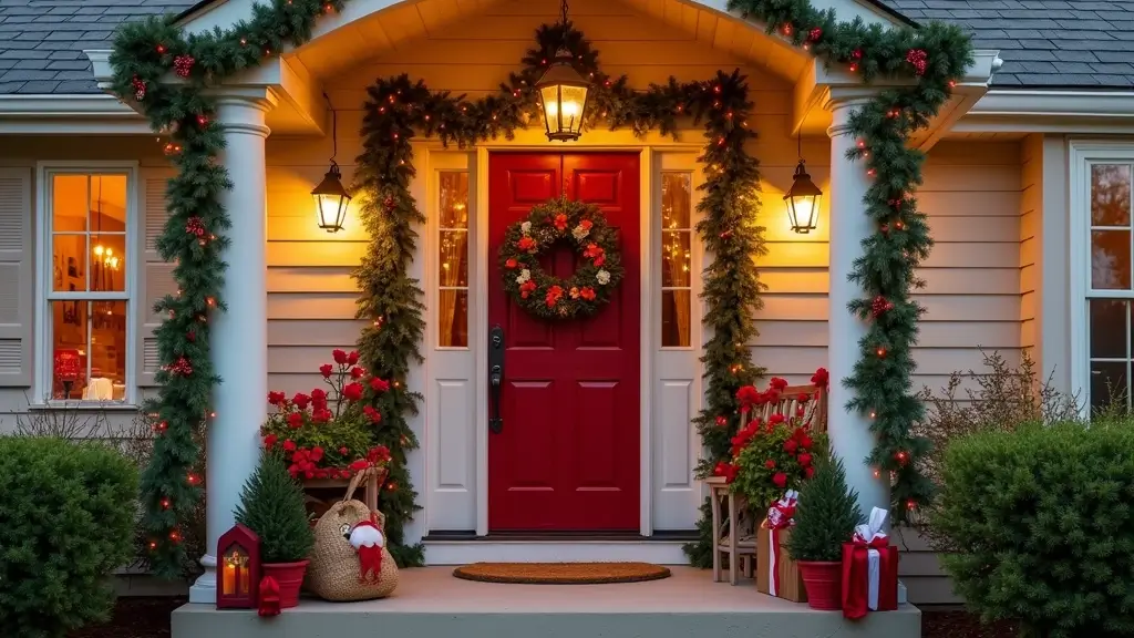 festive front porch with christmas decorations