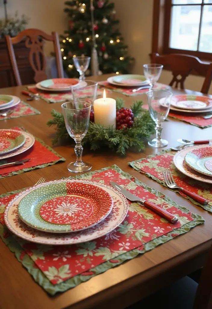 festive placemats with holiday patterns