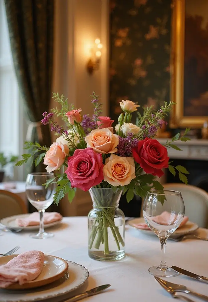fresh flowers in glass vase