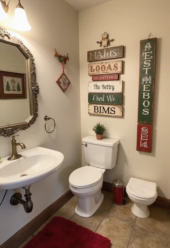 funny christmas bathroom signs