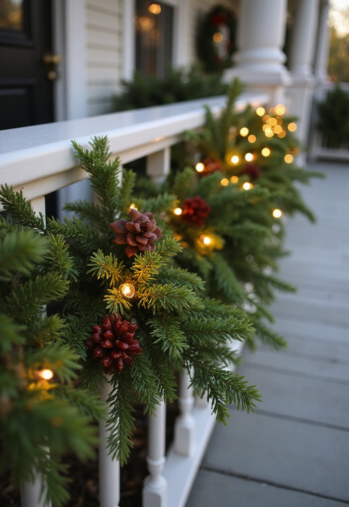 garland with greenery and ornaments