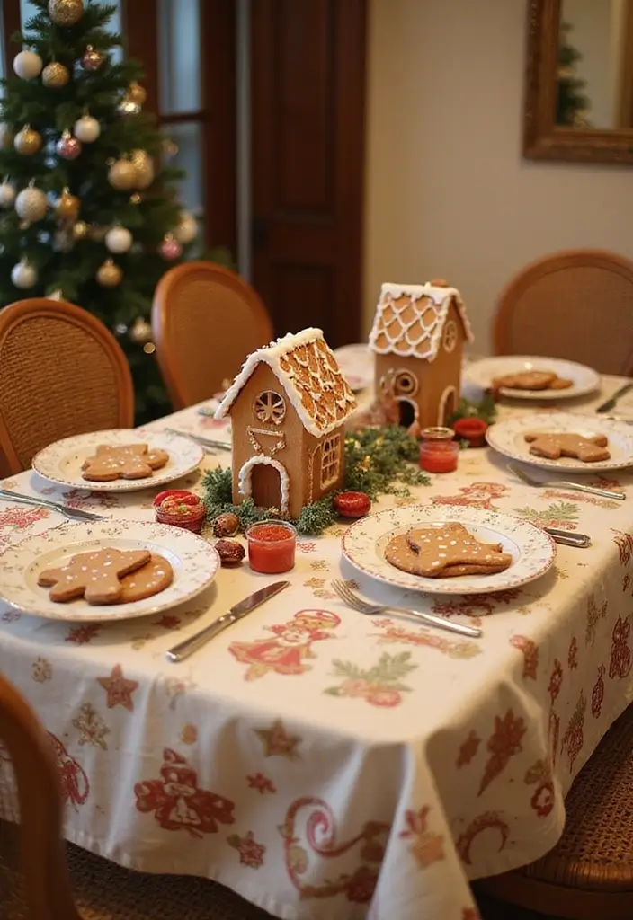 gingerbread-themed christmas table with cookie decor