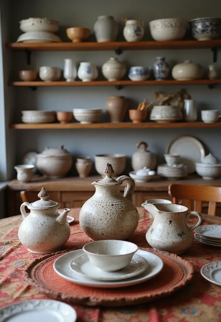 handmade pottery bowls on wooden table