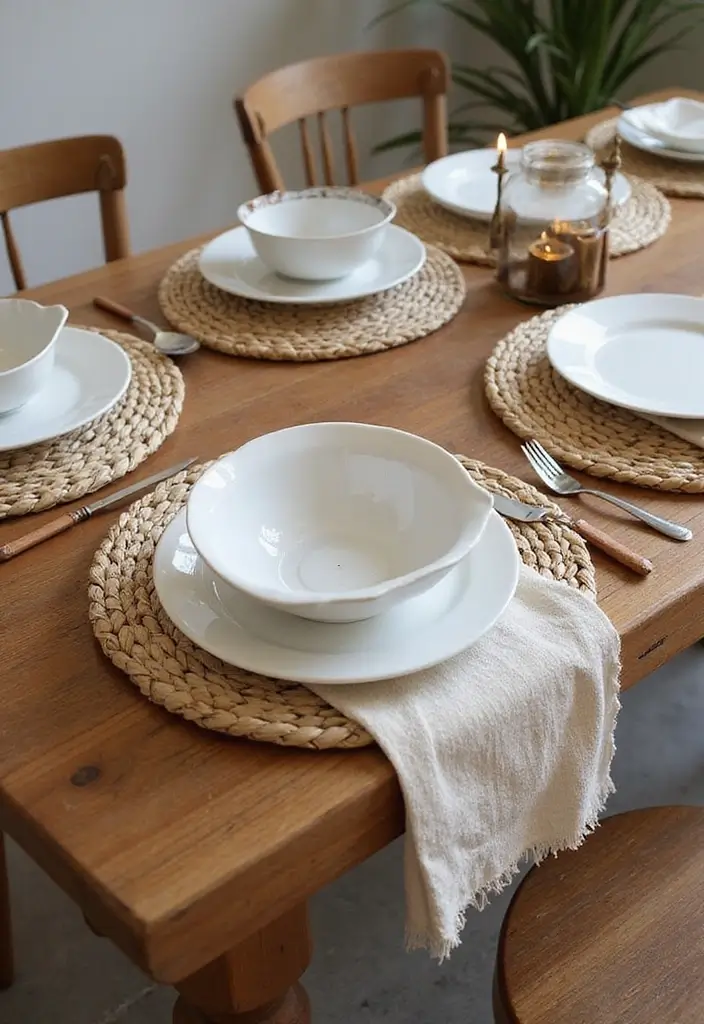 jute placemats on table