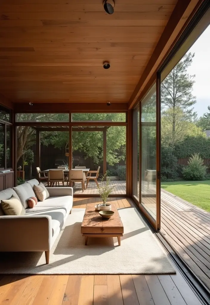 living room with glass doors to patio