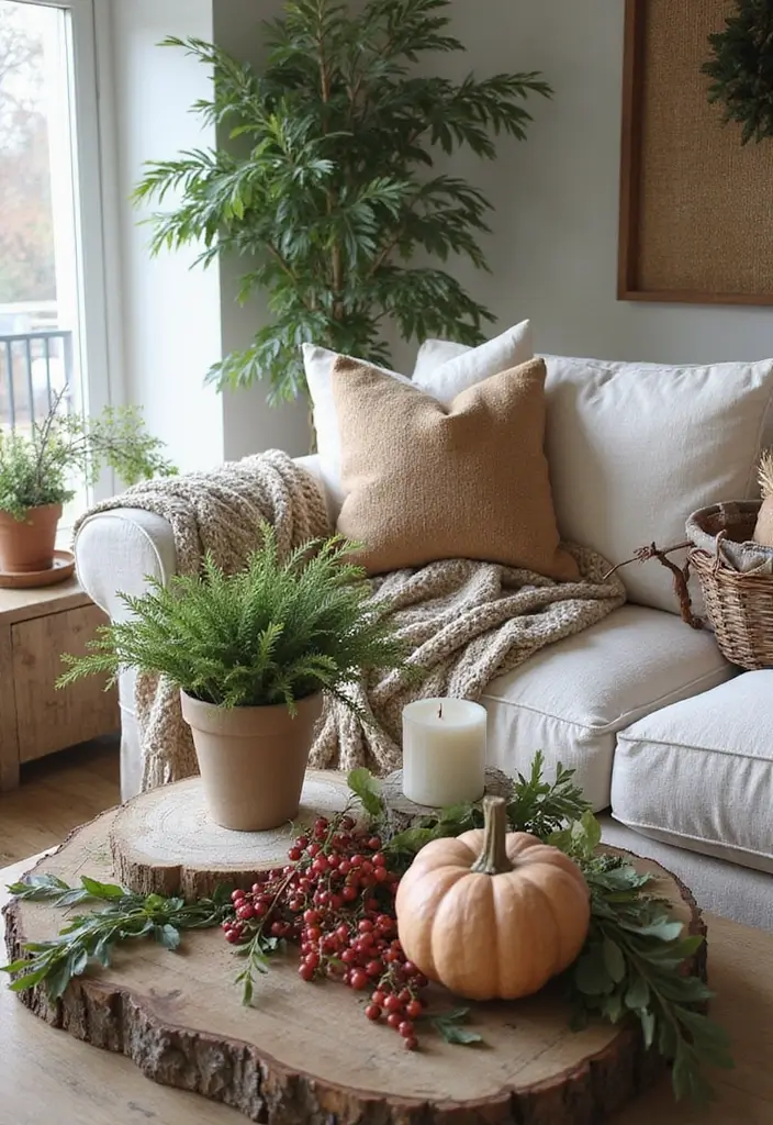 mantel with evergreen branches and holly berries