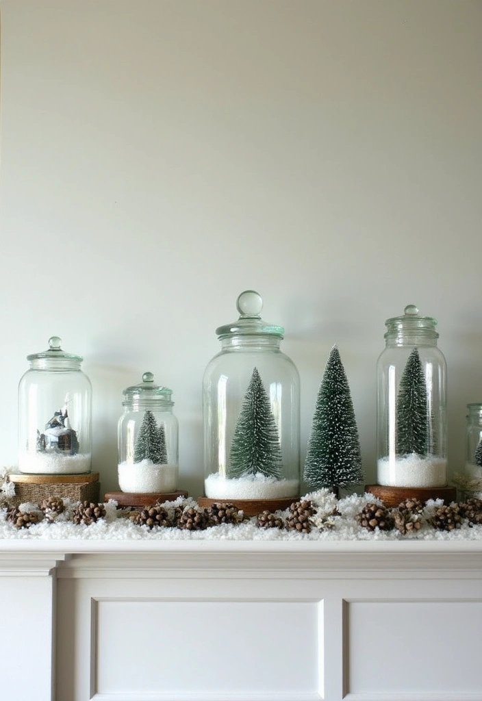 mason jar snow globe with figurine and faux snow