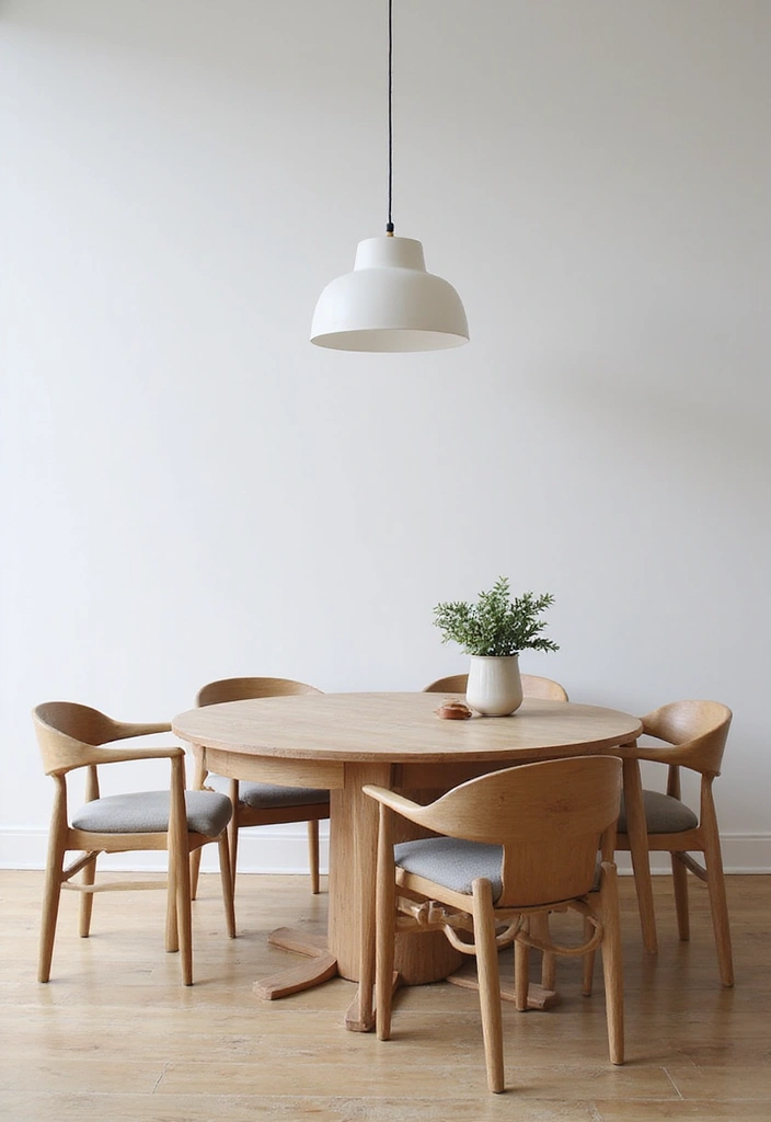 minimalist dining table with single ceramic bowl